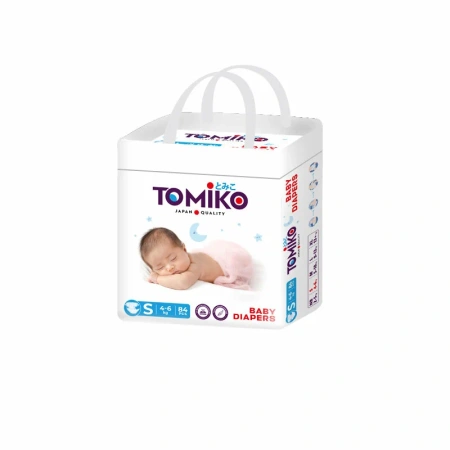 ПОДГУЗНИКИ ДЕТСКИЕ S (4-6 КГ) 84 ШТ. TOMIKO PREMIUM SOFT